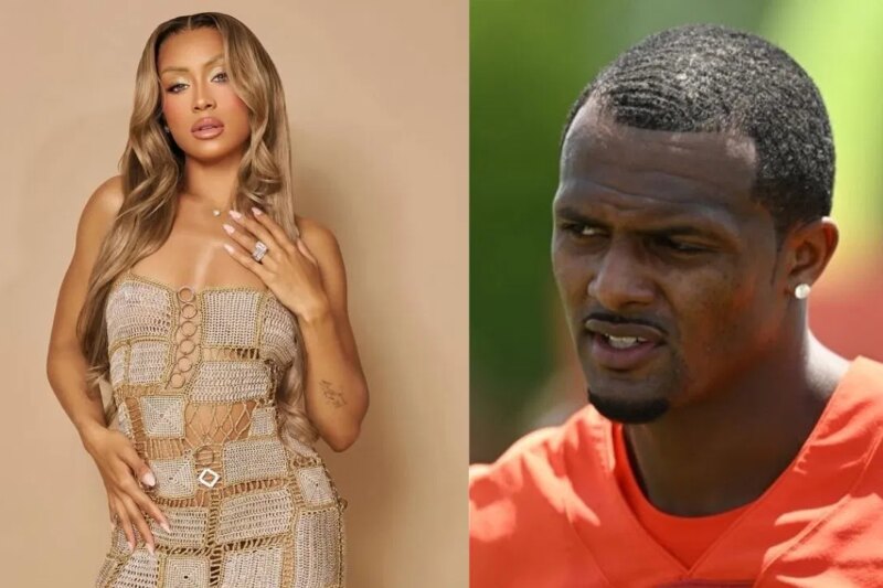PIC: Deshaun Watson e Jilly Anais, com top sem costas, ficam íntimos nas ruas da Espanha durante a histórica vitória de Lewis Hamilton no GP de Barcelona